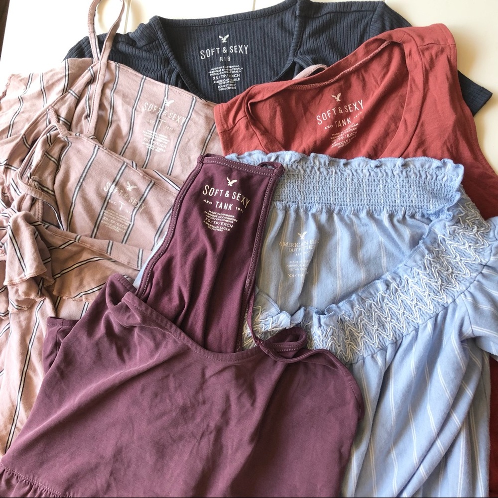 American Eagle Lot of 6 Summer Tank Shirt XS Vacation Soft and Sexy Bundle Women